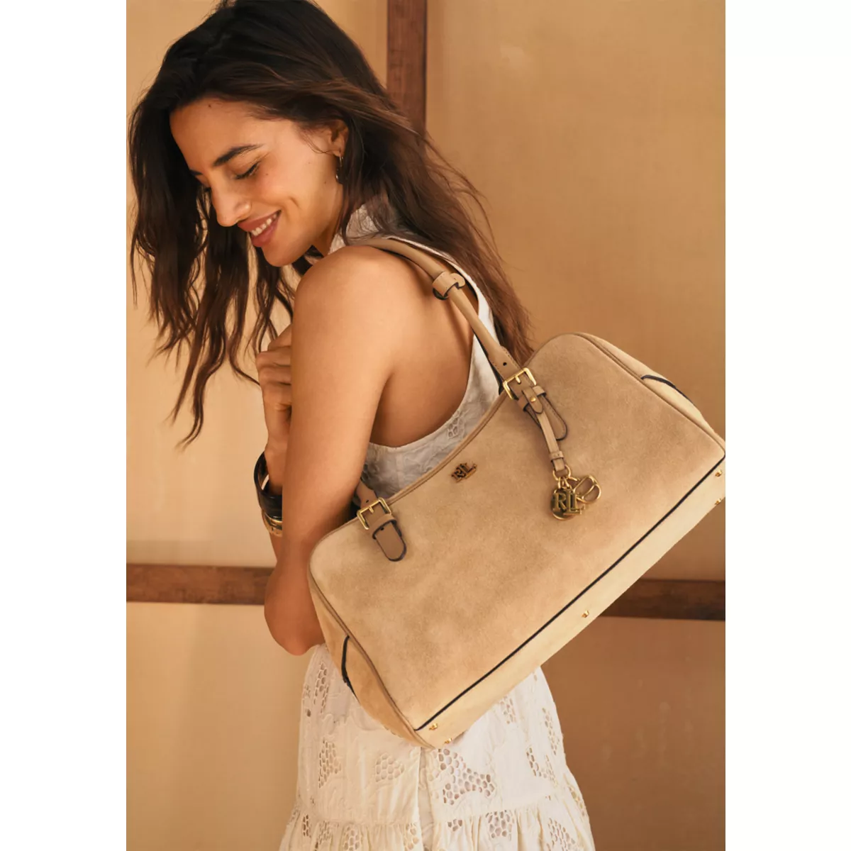 Suede Large Marcy Zip Satchel Bag - 1