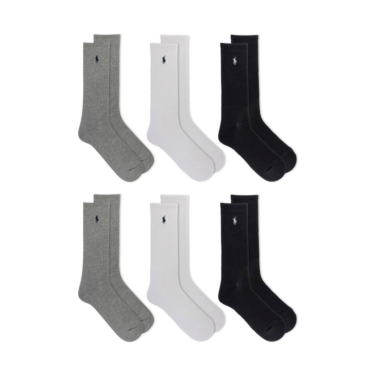 Ribbed Crew Socks - 6 Pack - 2