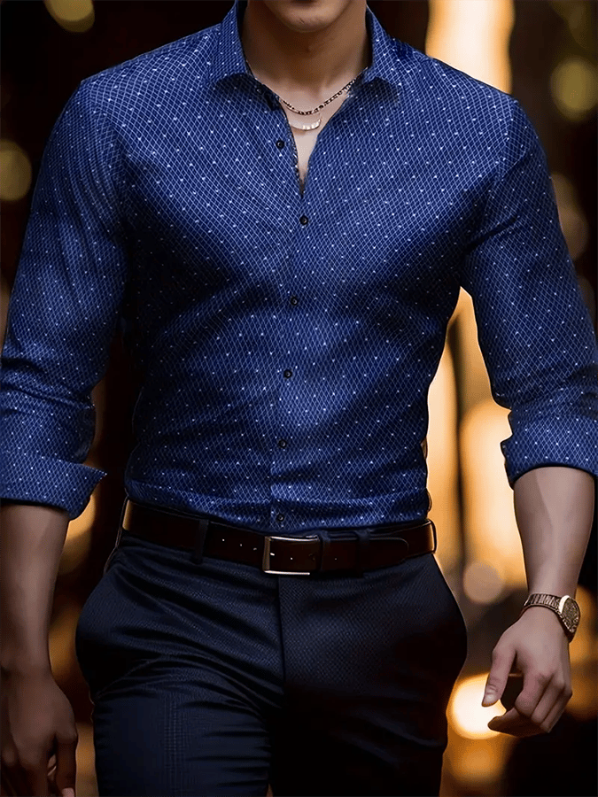 Camisa geométrico Design ejecutivo casual para hombre