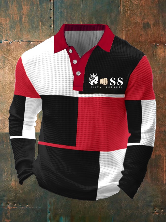 Camisa polo ejecutivo Style Contrast Waffle para hombre