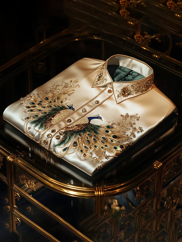 Camisa satén Luxe de manga larga con botones para hombre