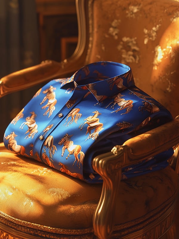Camisa Western Equestrian estampado de manga larga para hombre