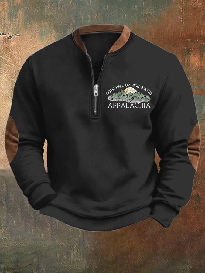 Sudadera Appalachia Strong estampado Zip-Neck para hombre