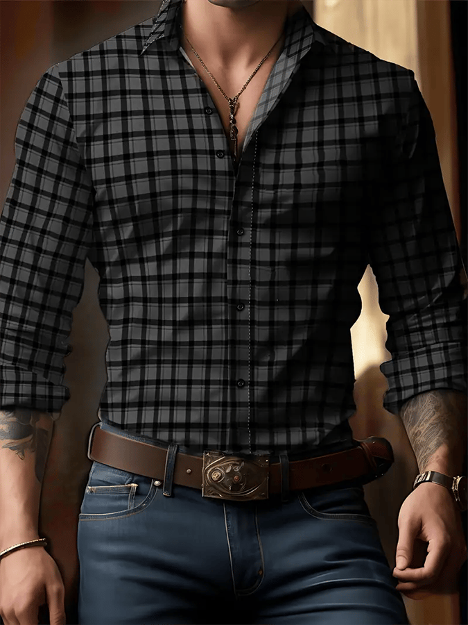 Camisa a cuadros ejecutivo casual para hombre