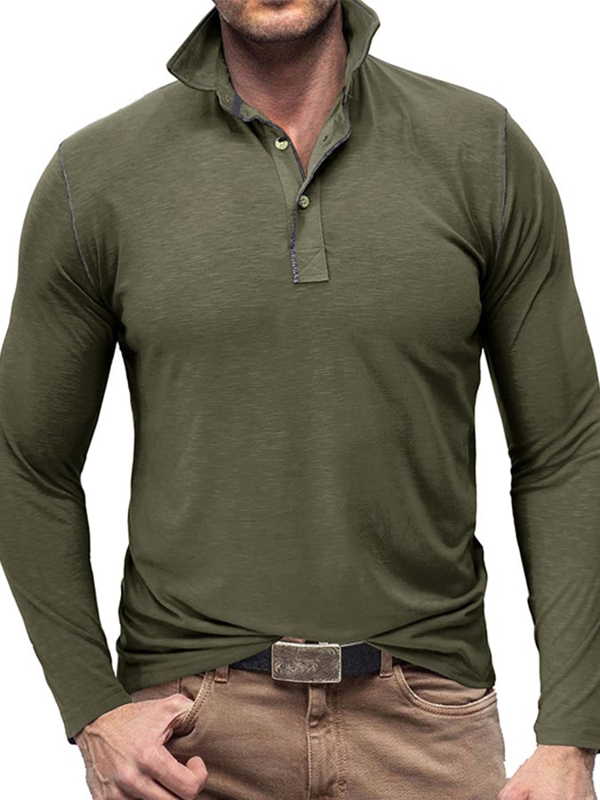 Camisa polo Sports casual Raglan Sleeve Half Button
