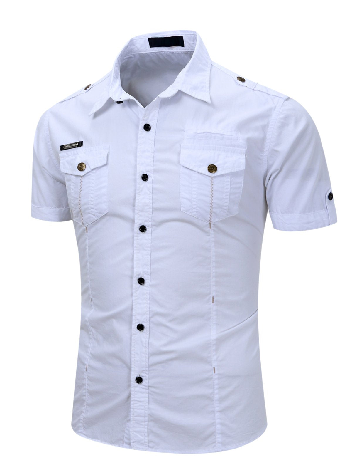 Camisa para exterior casual de algodón Pocket de manga corta para hombre