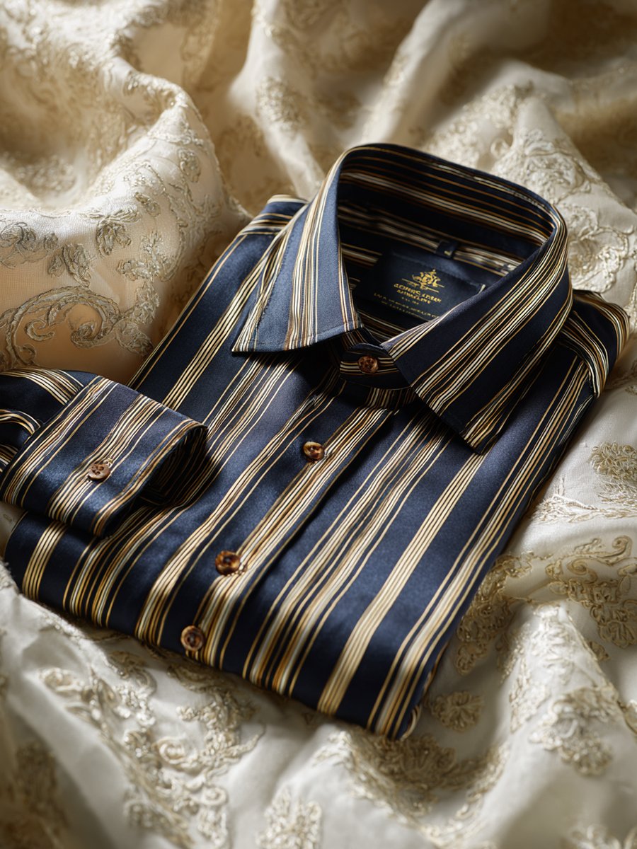 Camisa ejecutivo a rayas Christmas de manga larga para hombre