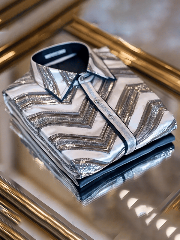 Camisa satén Luxe de manga larga con botones para hombre