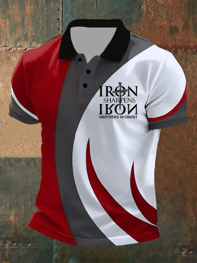Camisa polo retro Faith casual estampado para hombre