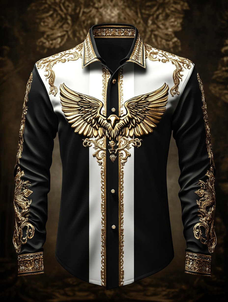 Camisa satén Luxe de manga larga con botones para hombre