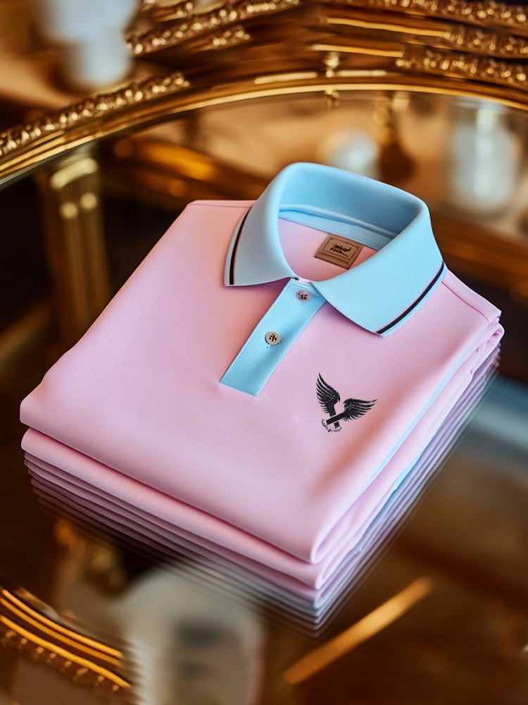 Camisa polo clásico ejecutivo Check Button de manga corta para hombre