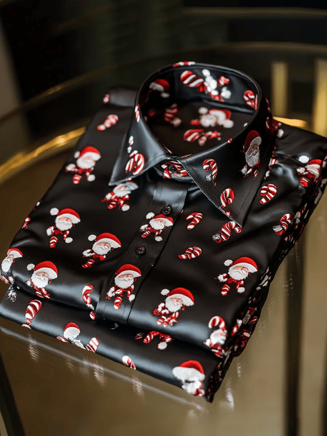 Camisa seda Christmas de lujo ejecutivo de manga larga para hombre