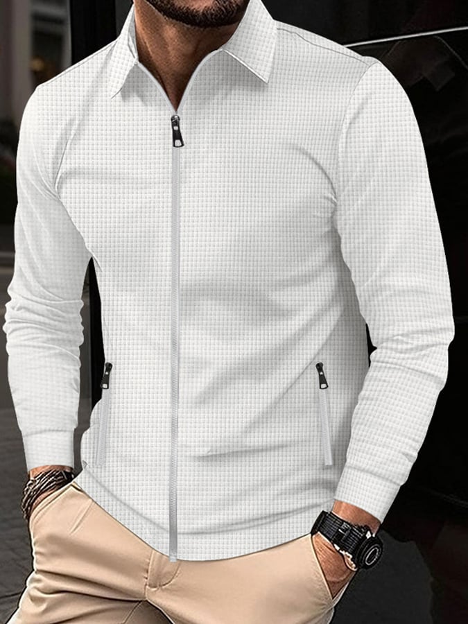 Chaqueta vintage Waffle Zip Comfort para hombre