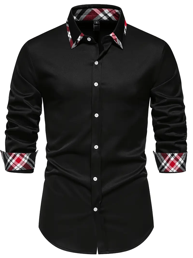 Camisa ejecutivo casual estampado de manga larga para hombre
