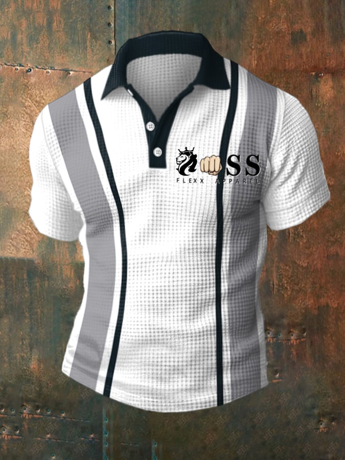 Camisa polo casual Waffle de manga corta para hombre