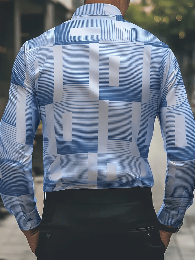 Camisa geométrico Design ejecutivo casual para hombre