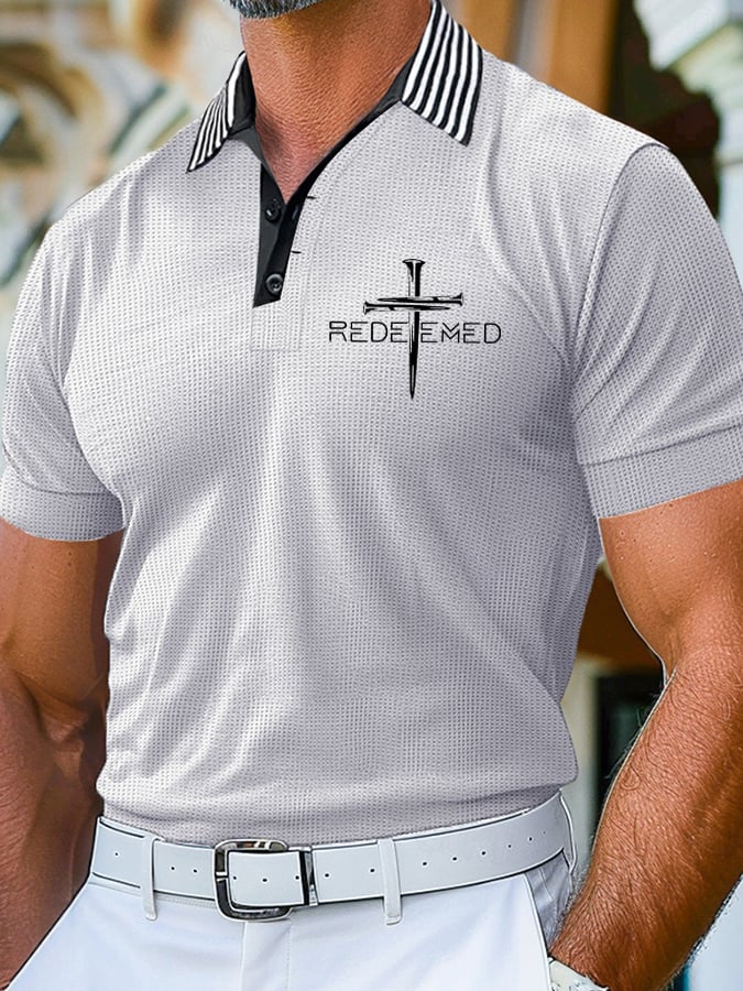 Camisa polo retro Faith Design estampado Comfortable And transpirable casual para hombre