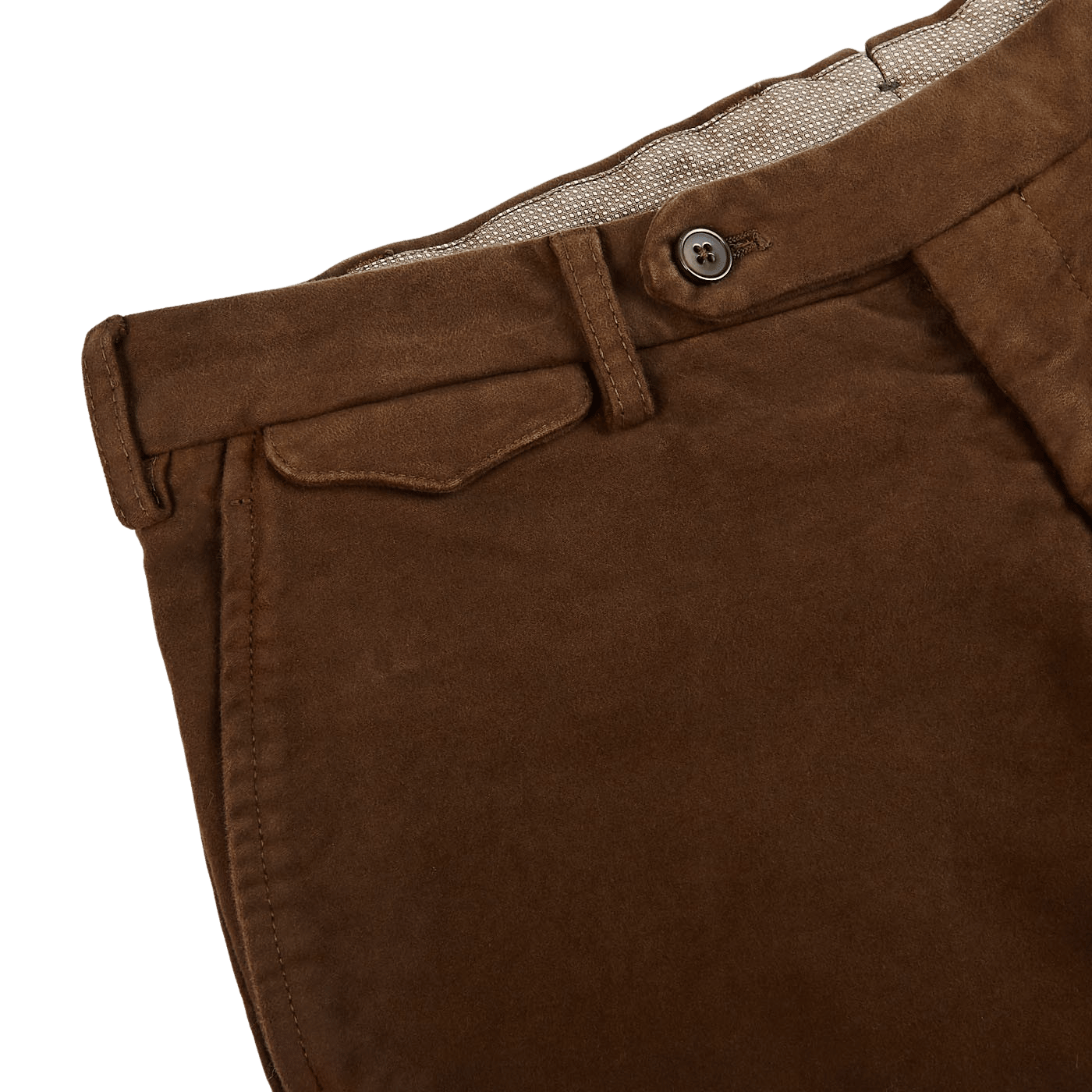 Chestnut Brown Washed Moleskin de algodón Trousers