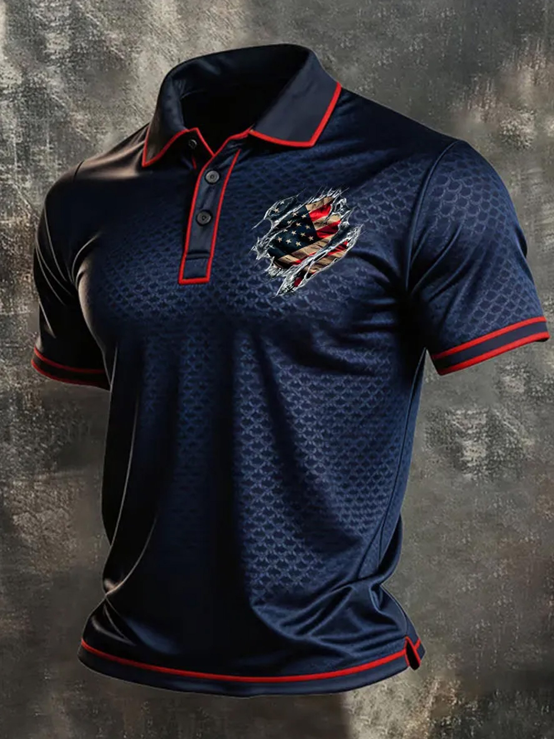 Camisa polo American Flag estampado para hombre