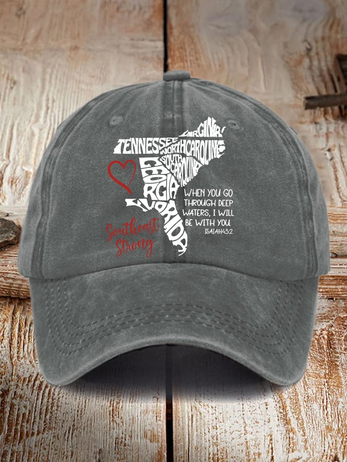 Gorras retro Southeast Strong When You Go Through Deep Waters, I Will Be With You Isaiah 43:2 Tennessee Georgia, South Carolina, North Carolina, , Virginia, Florida estampado Baseball