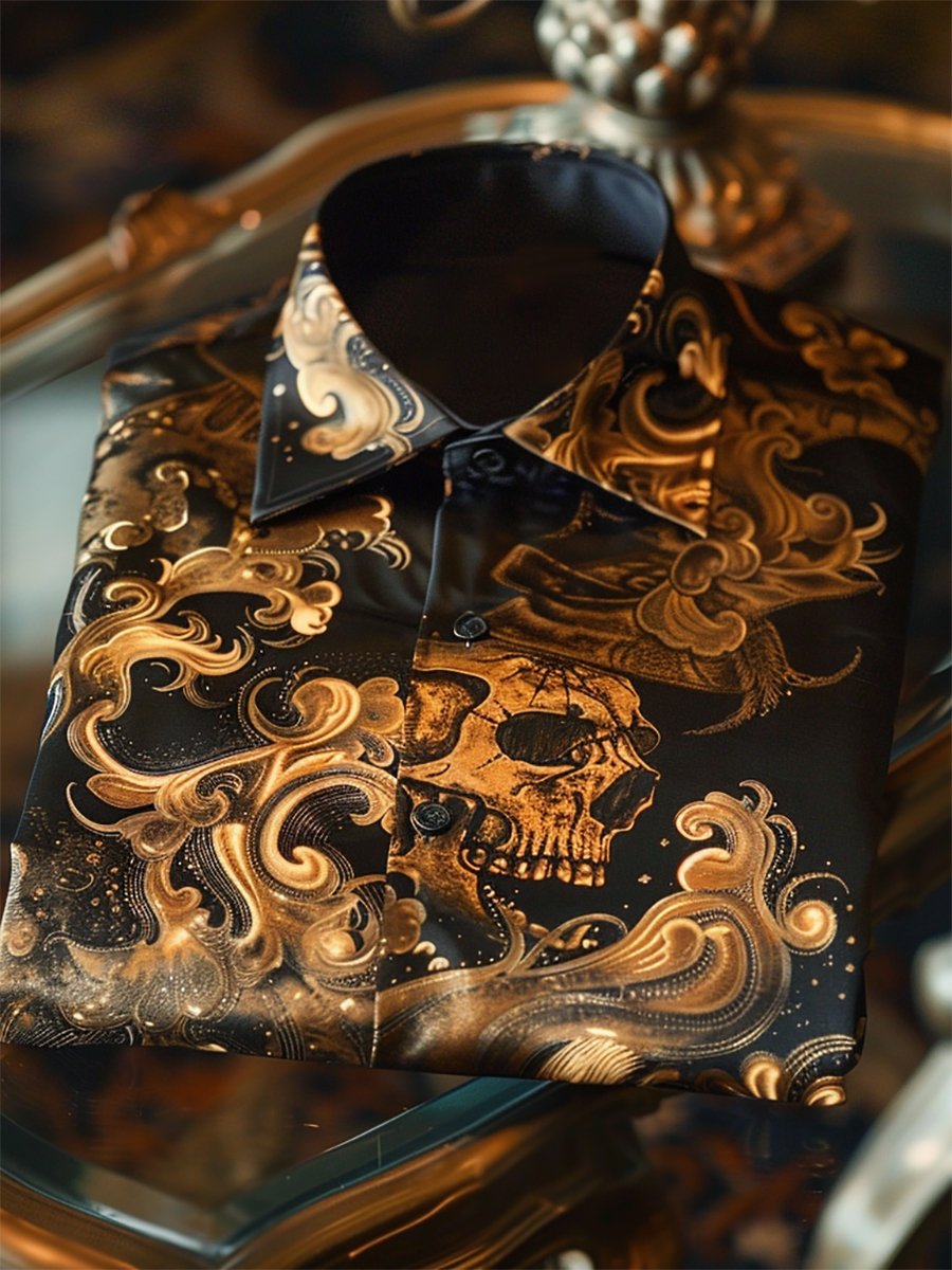 para hombre Silk Skull de lujo ejecutivo de manga larga camisa