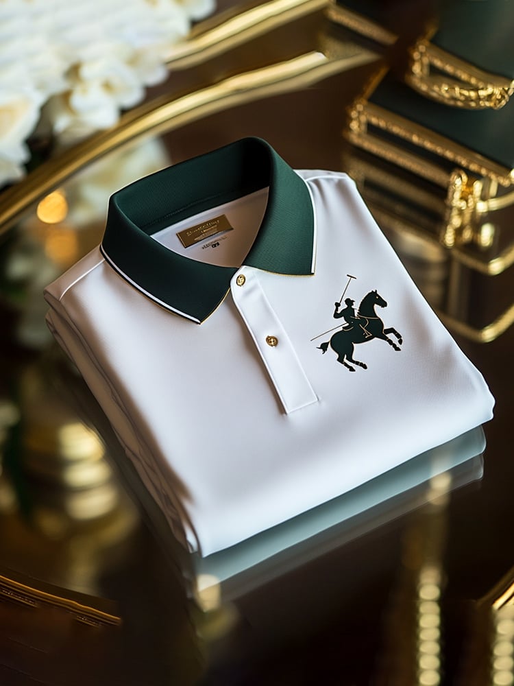 Camisa polo clásico ejecutivo Logo Button de manga corta para hombre