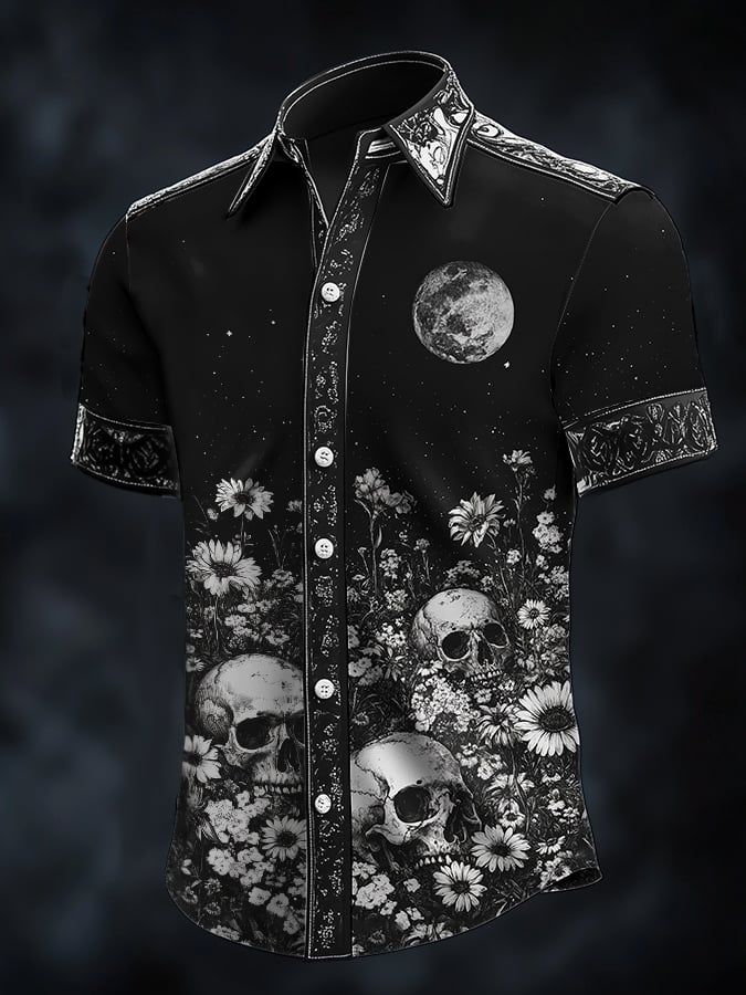 Casual Art Dark Fabric Skull Princamiseta para hombre