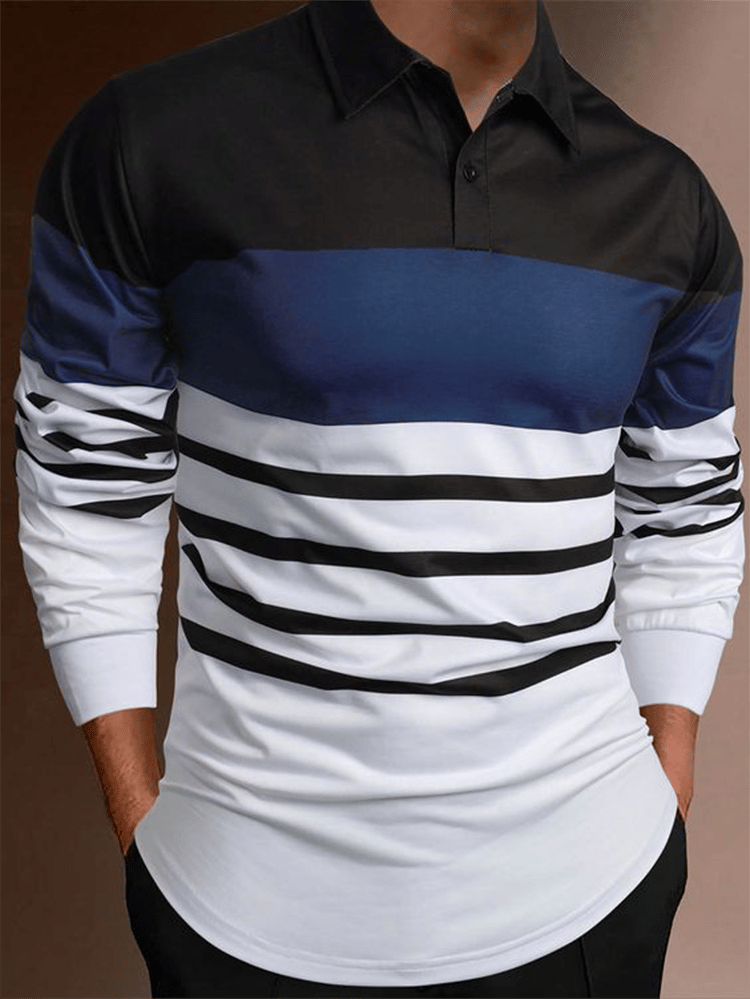 Camisa ejecutivo casual a rayas con cierre para hombre