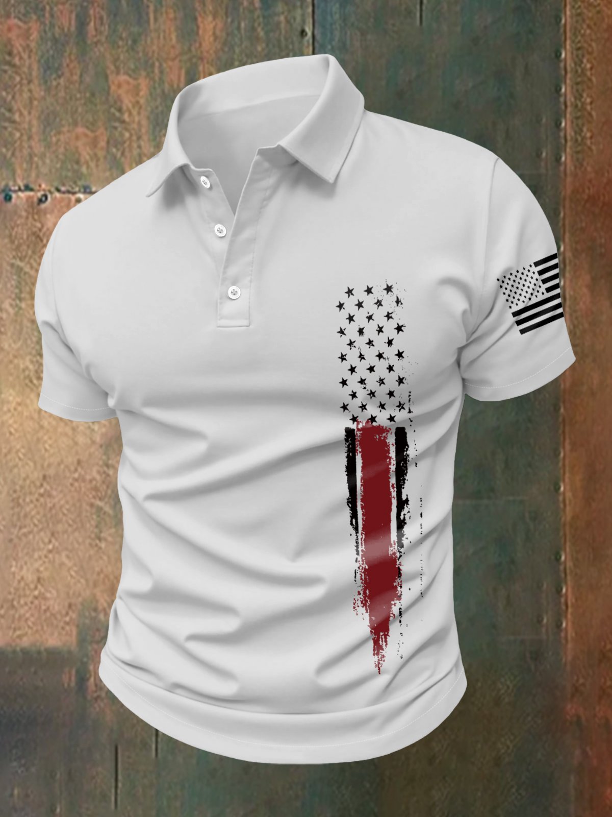 Camisa polo para exterior Independence Day American Flag Button de manga corta para hombre