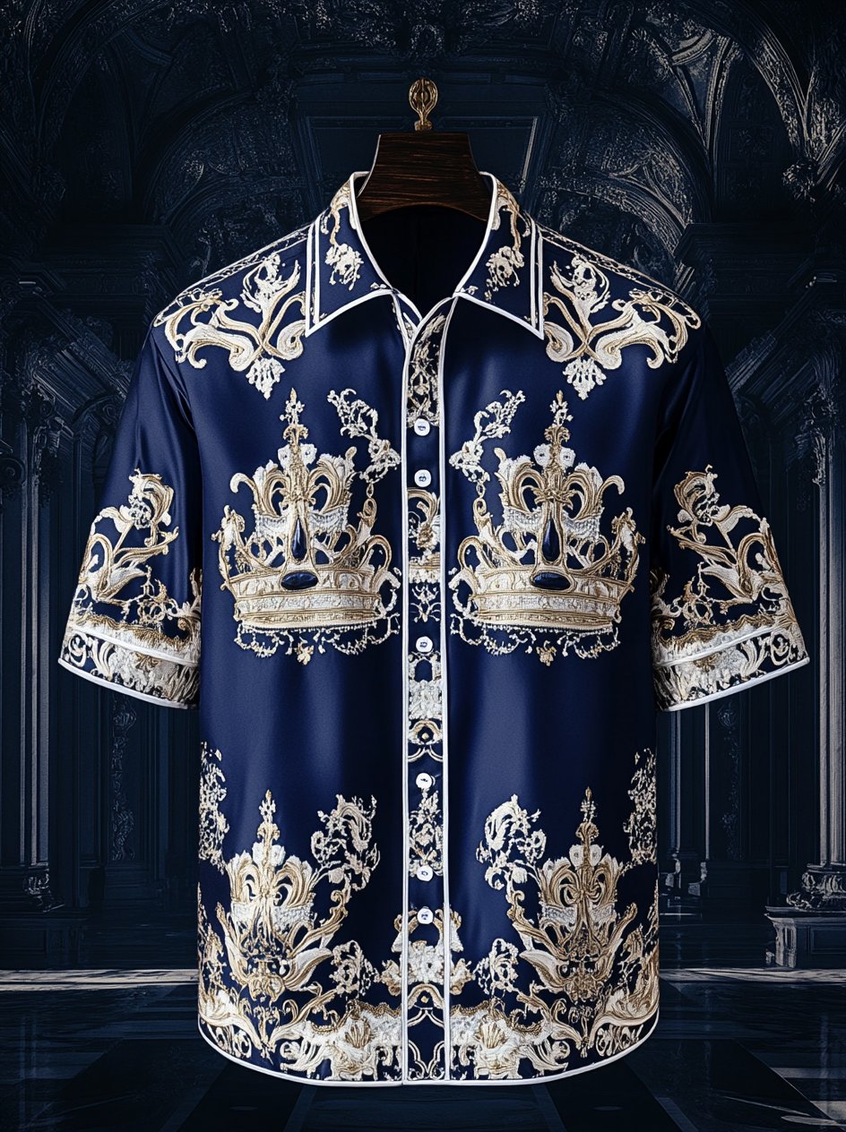 Camisa satén Luxe de manga corta para hombre
