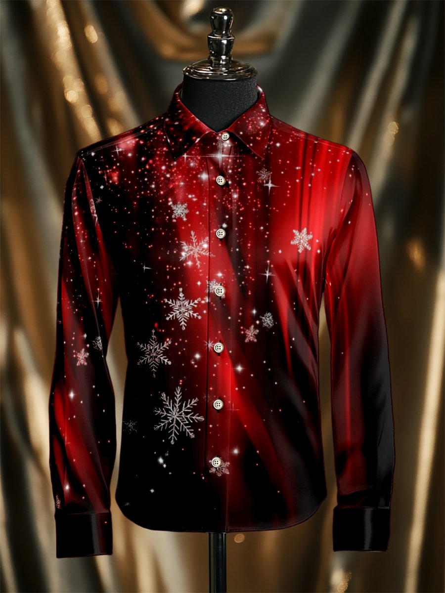 Camisa seda de lujo Christmas de manga larga para hombre