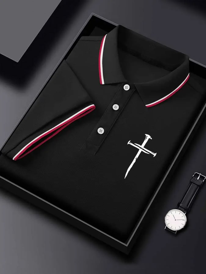 Camisa polo clásico Cross estampado para hombre