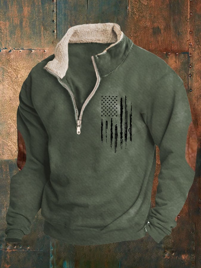 Sudadera vintage Flag estampado para hombre