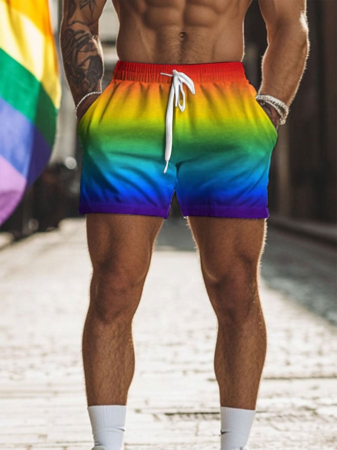 Shorts Rainbow estampado casual para hombre