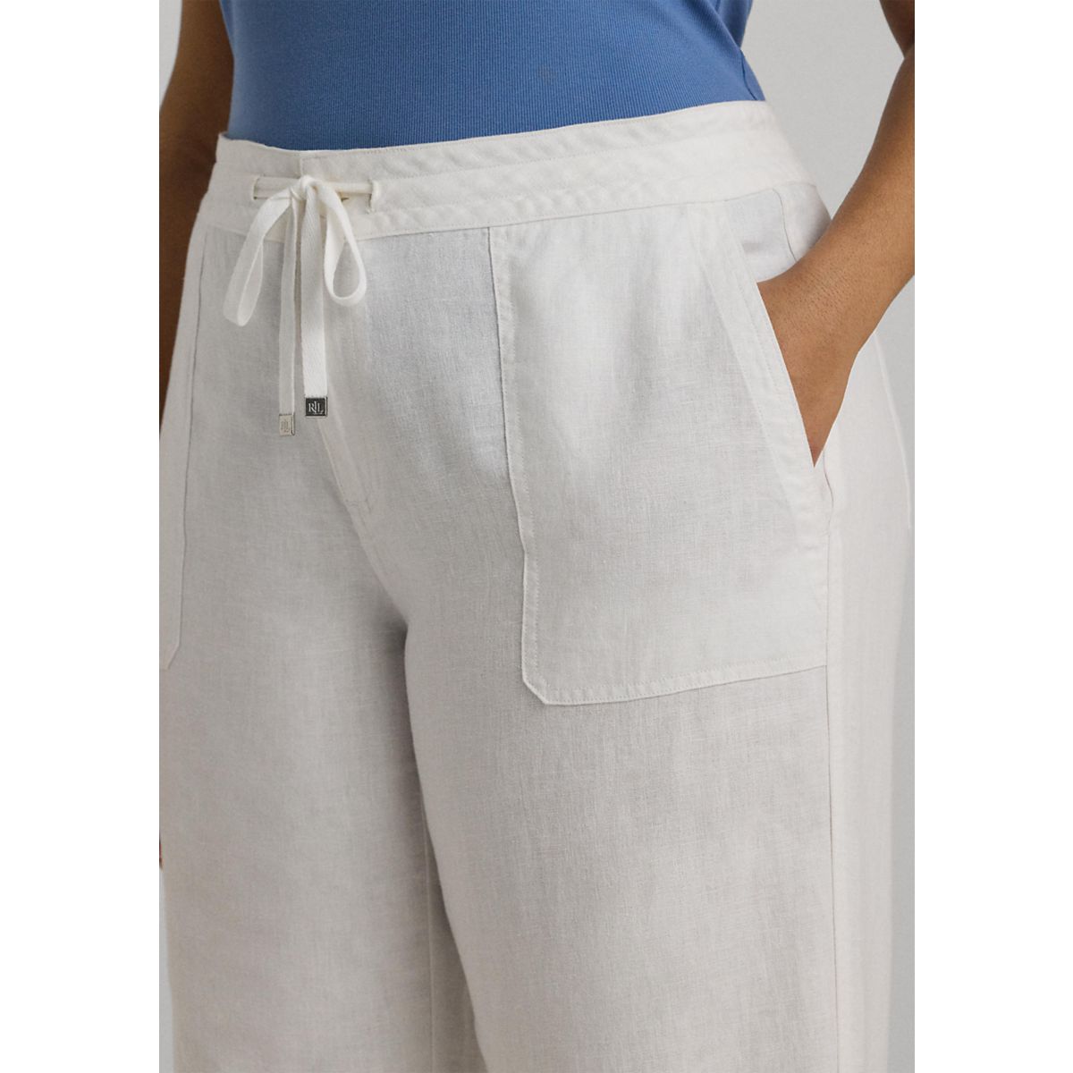 Plus Size Linen Drawcord Pants - 3