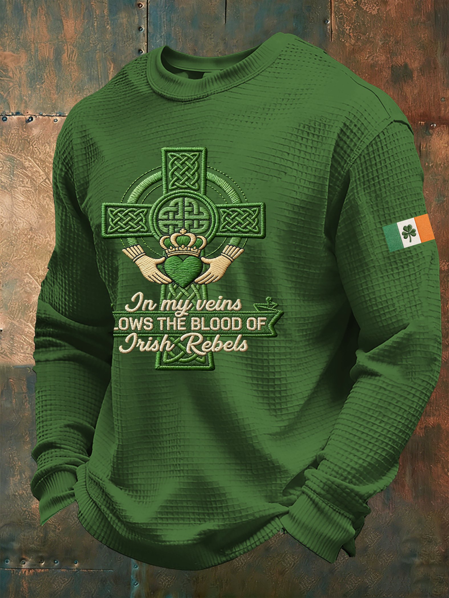 Camiseta St. Patrick's Day estampado Waffle para hombre