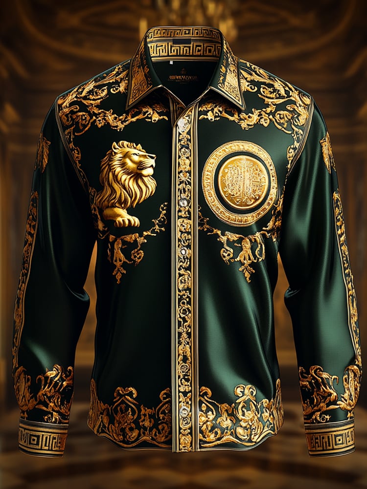 Camisa satén Luxe de manga larga con botones para hombre