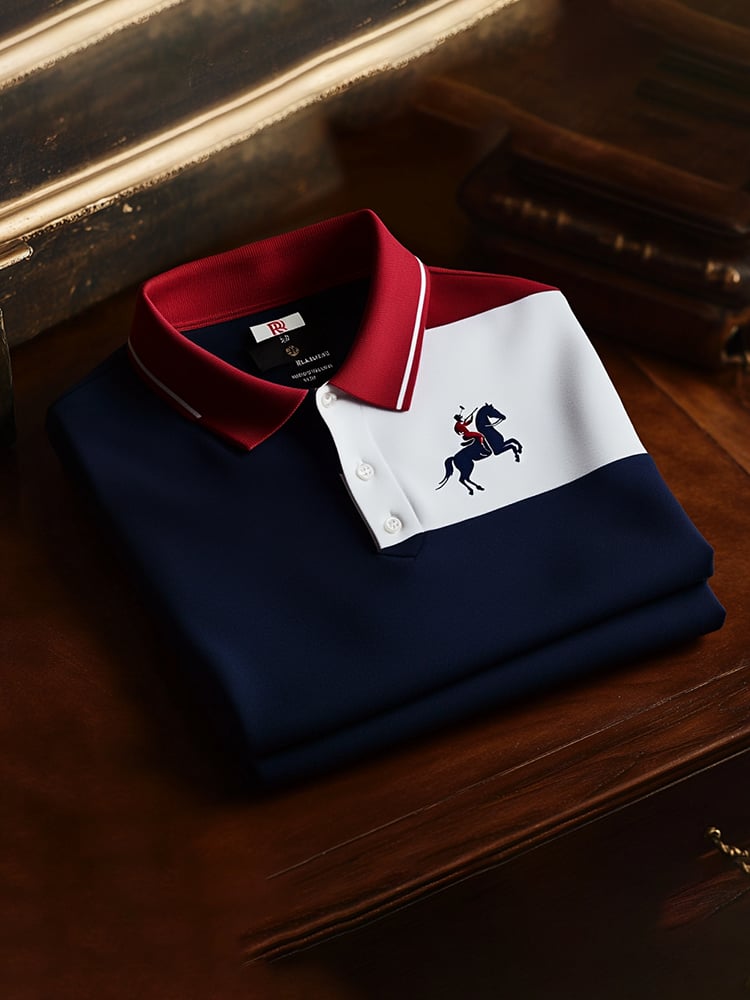 Camisa polo clásico ejecutivo Check Logo Button de manga corta para hombre