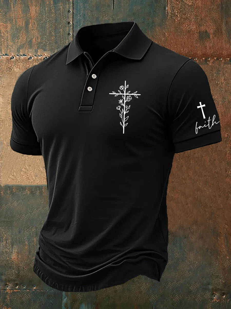 Camisa polo Faith Cross estampado para hombre