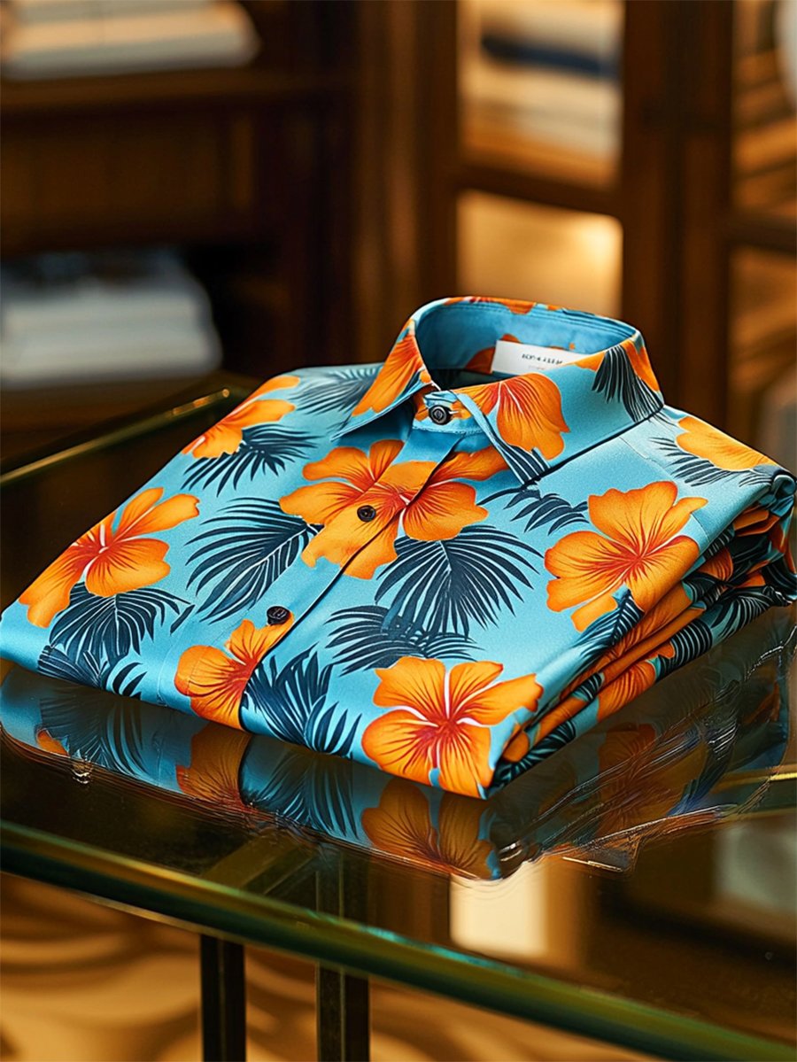 Camisa satén Luxe de manga larga con botones para hombre