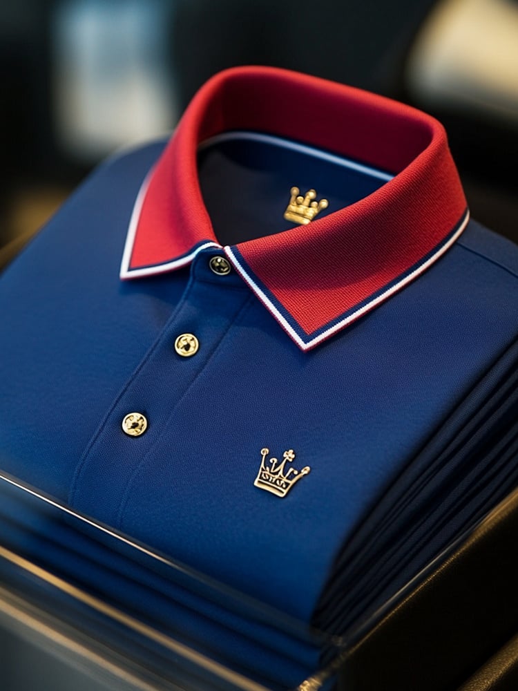 Camisa polo ejecutivo Crown estampado Sweat-Wicking de manga corta para hombre