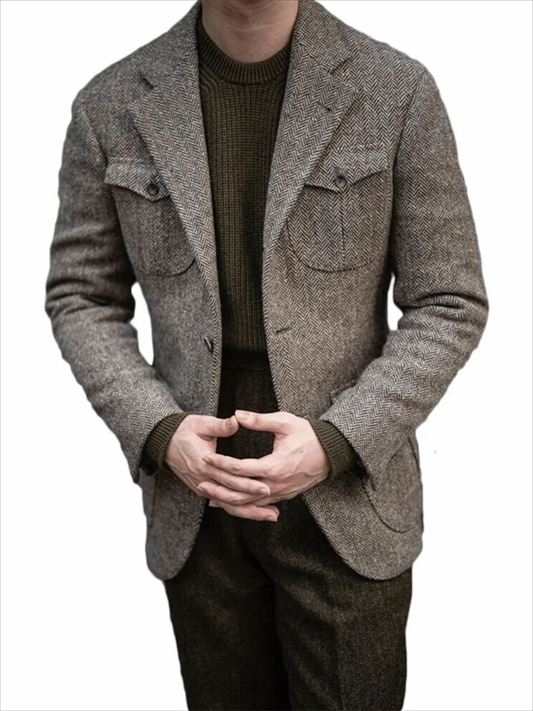 Chaqueta vintage Pleated de algodón casual para hombre