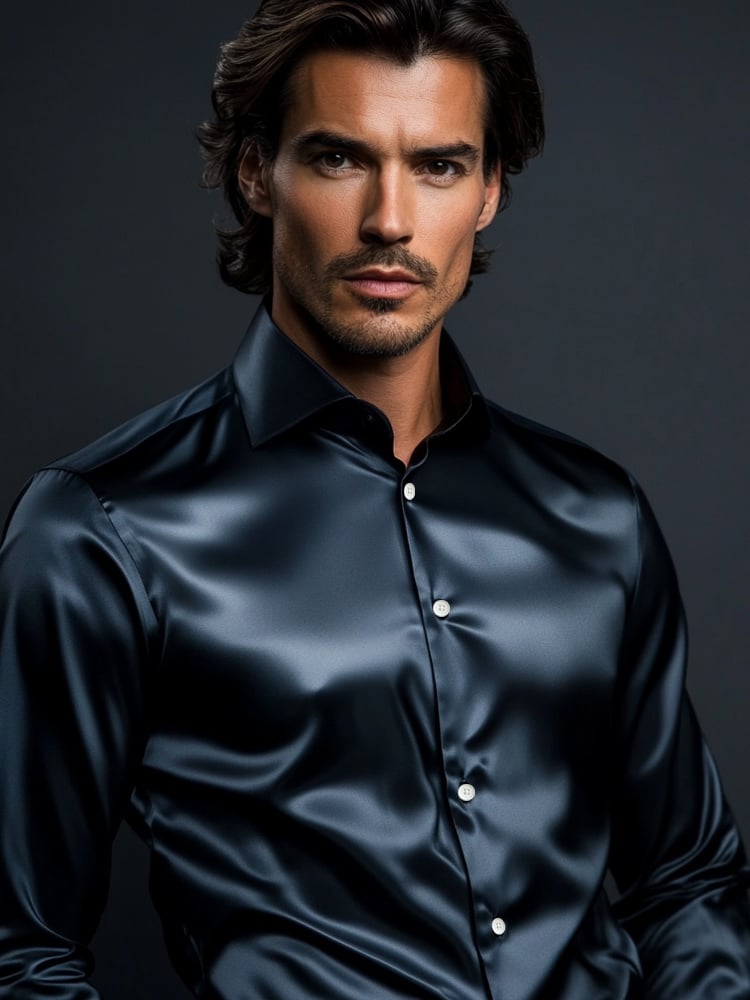 Camisa luxurious dark calm high-end de manga larga para hombre