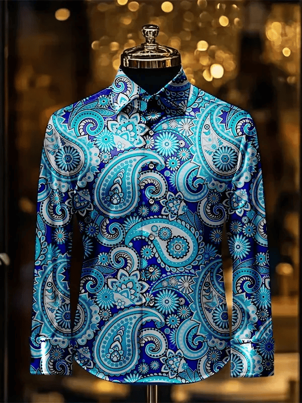 Camisa rayas estampado ejecutivo de manga larga para hombre