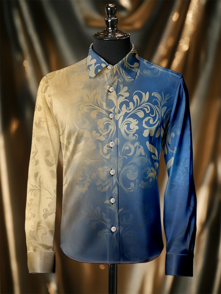 Camisa seda Baroque de lujo ejecutivo de manga larga para hombre