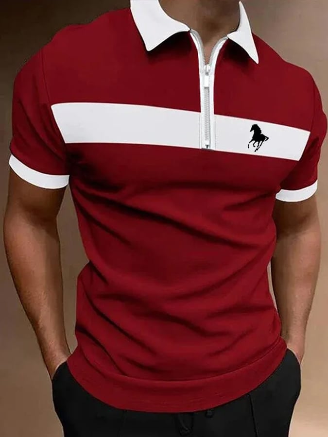 Camisa polo Horse estampado casual para hombre