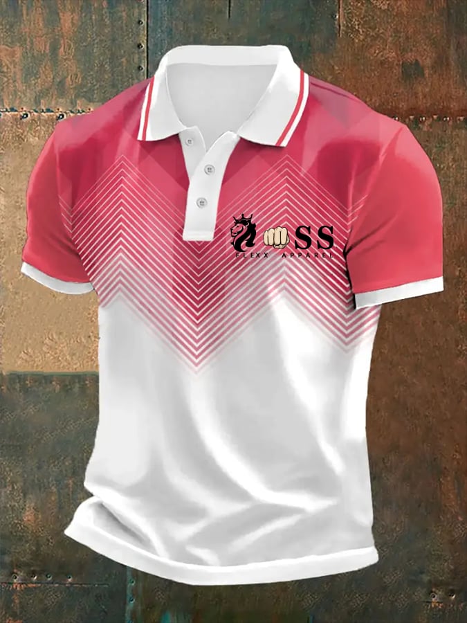 Camisa polo retro Letter estampado casual para hombre