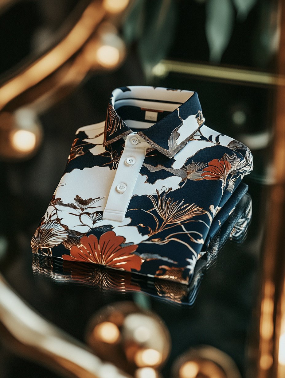 Camisa polo ejecutivo de lujo estampado Button de manga corta para hombre