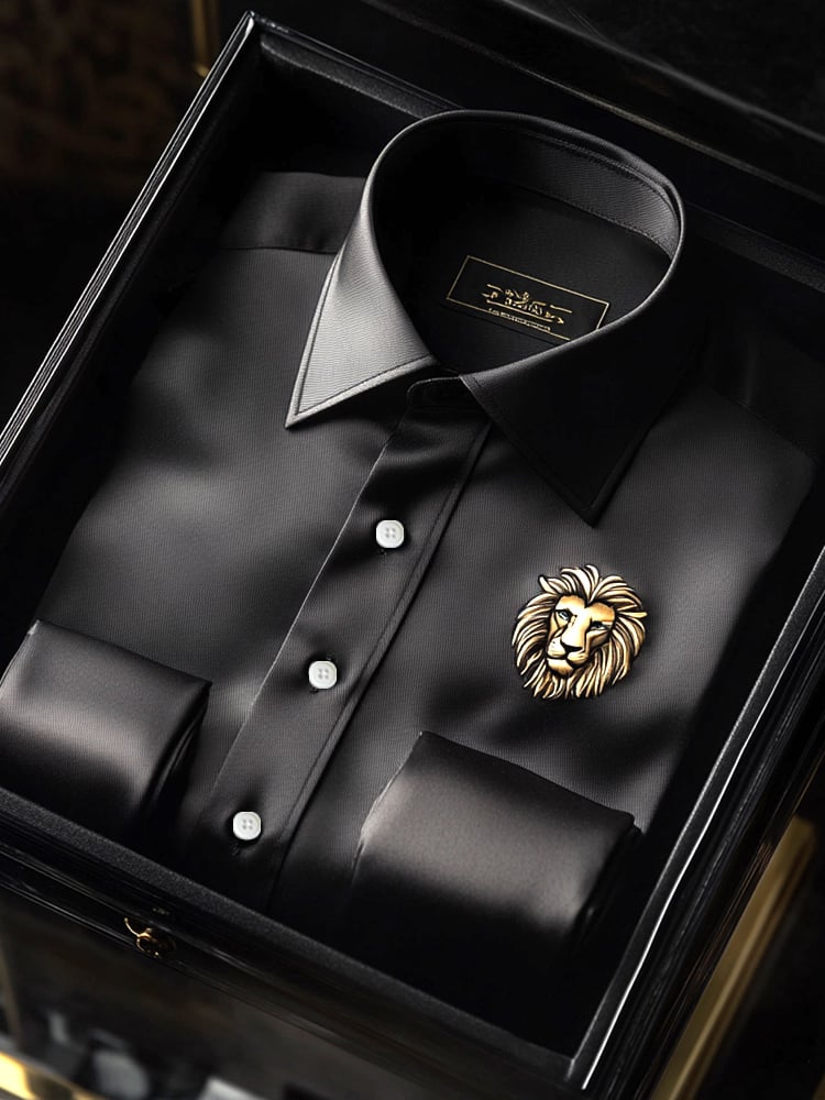 Camisa de lujo Black de moda premium de manga larga para hombre
