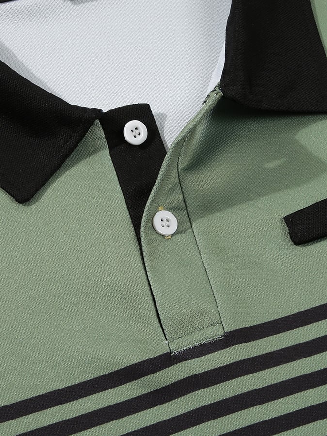 Camisa polo de modaable Contrast Color de manga corta para hombre
